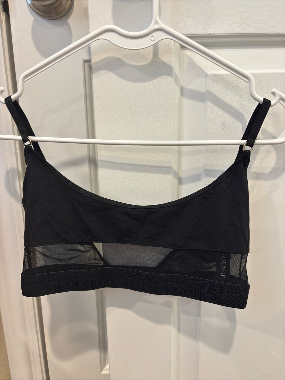 Lounge Underwear Black Mesh Bralette — Soft Wireless Comfort
